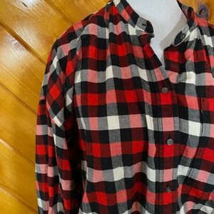 LL Bean Signature Oversized Flannel Red Plaid Long Sleeve Button Up Shirt M